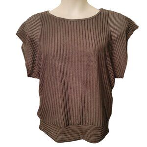 IN Studio Textured Top L USA Cap Sleeve Fall Autumn‎ Green